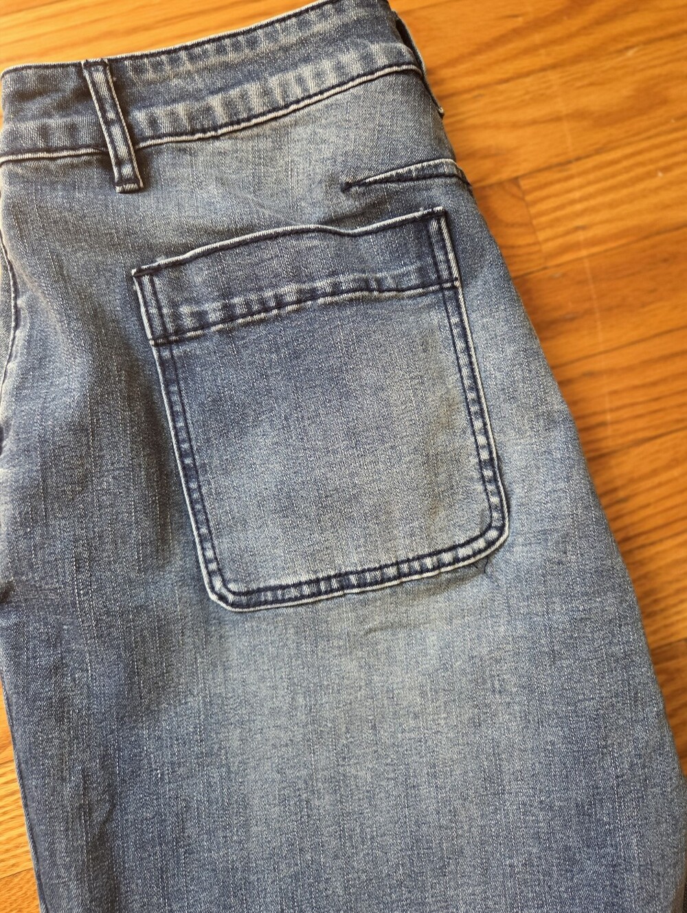 NWT Flamingals Wash Stitch Detail Mid Rise Barrel Crop Jean XL 12/14 Stretch - Picture 9 of 11